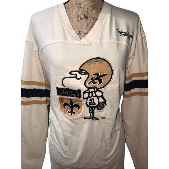 Rare NFL Vintage Collection Reebok Saints Cream Long Sleeve Top Men size Large - Picture 2 of 16